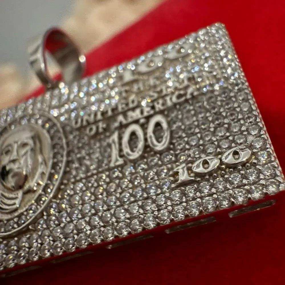 ICY $100 BILL PENDANT – .925 SILVER
